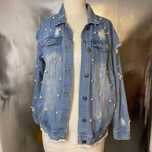 The Style Between Us distressed denim jacket L